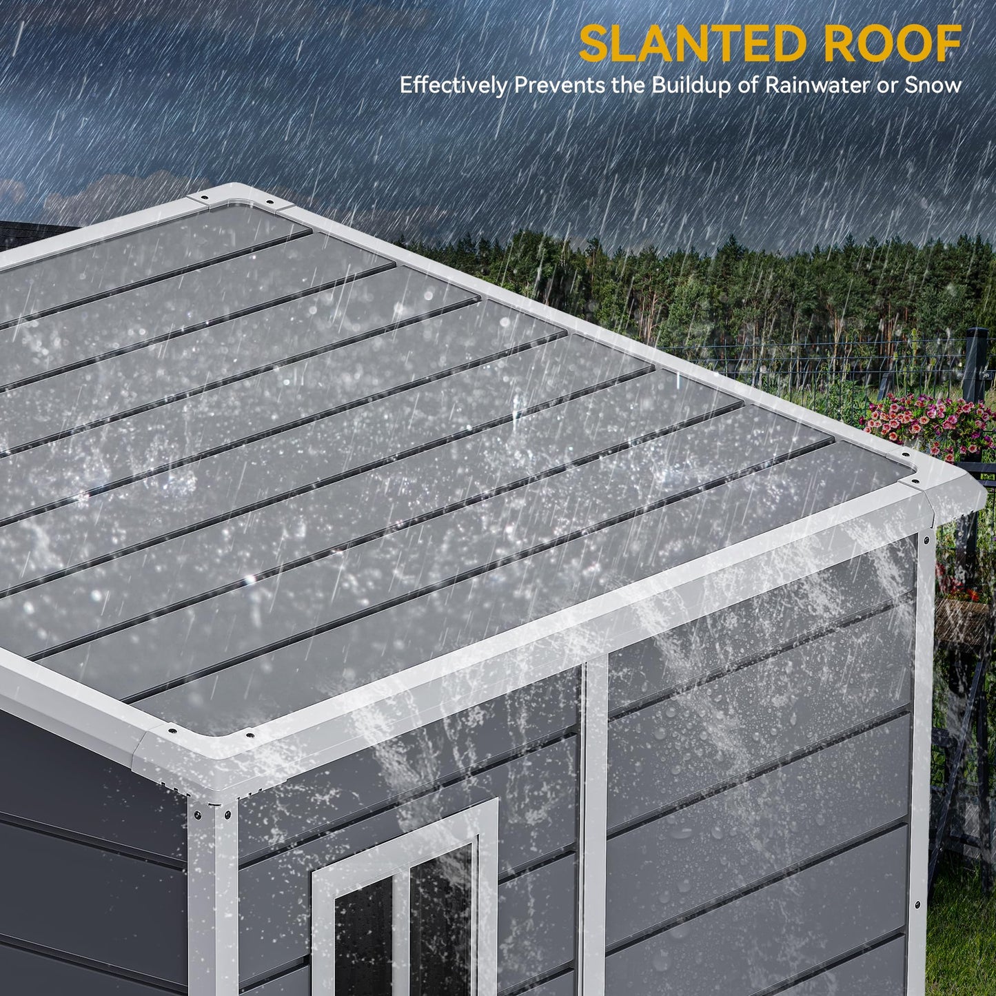 DWVO 5x4 FT Outdoor Storage Shed with Floor, All-Weather Resin Storage Shed with Lockable Door & Window, Waterproof Plastic Tool Storage for Garden, Backyard, Patio, Lawn, Gray
