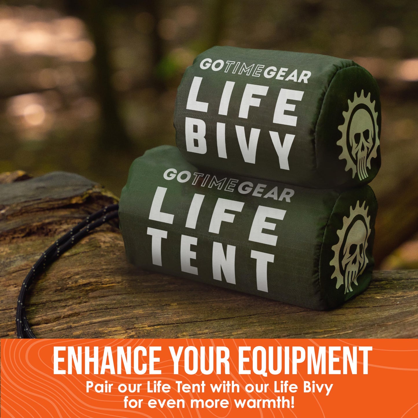 Go Time Gear Emergency Tent - Reflective Heat Shield for Survival Gear & Supplies - Waterproof & Windproof Shelter for Emergency Supplies - Ultralight Design for Go Bag - Pack of 1, Green