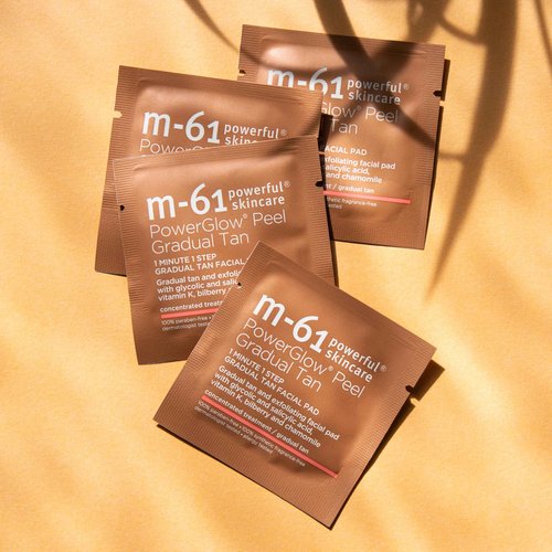 m-61 PowerGlow Peel Gradual Tan | 1-Minute, 1-Step Exfoliating Facial Peel To Build A Streak-Free Radiant Glow. With Glycolic and Salicylic Acid. Dermatologist & Allergy Tested - 30 Treatments