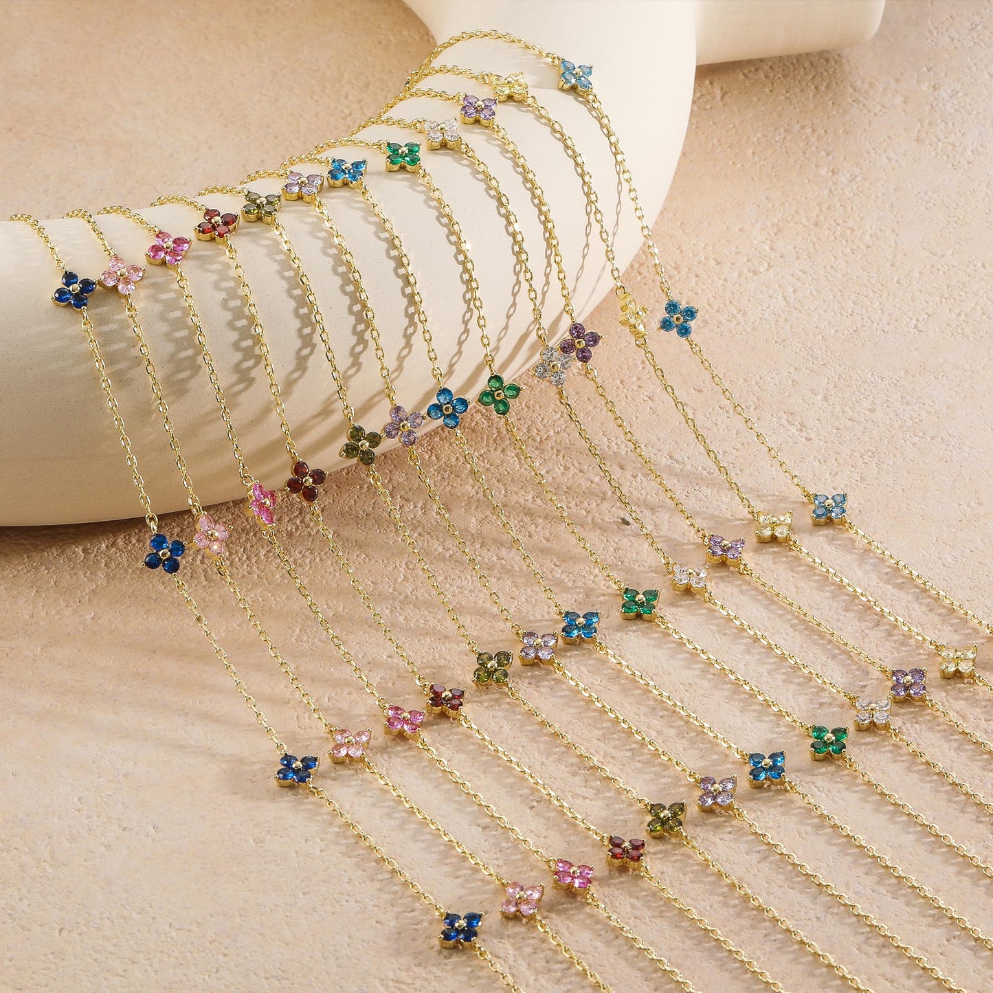ZHESHY Birthstone Gold Necklace for Women Dainty Non Tarnish 14K Gold Plated Diamond Choker Necklaces Clover Cubic Zirconia Necklace Birthday Valentine's Day Gifts Womens Prom Gold Jewelry