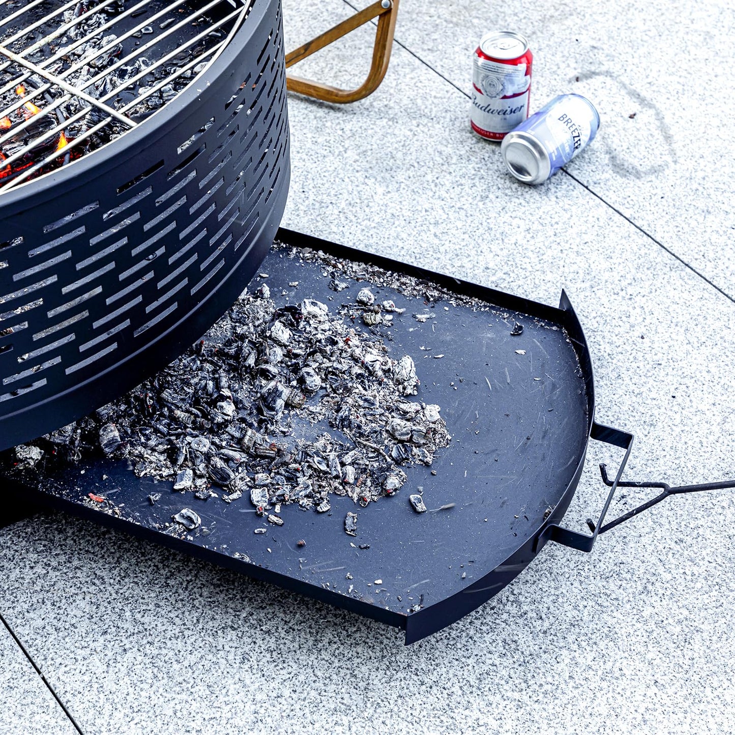 OutVue 32" Wood Burning Fire Pits with Grill & Lid, Fire Pit Table for Outside with Waterproof Cover & Fire Poker, Outdoor Firepit with Functions for BBQ,Table and Bonfire