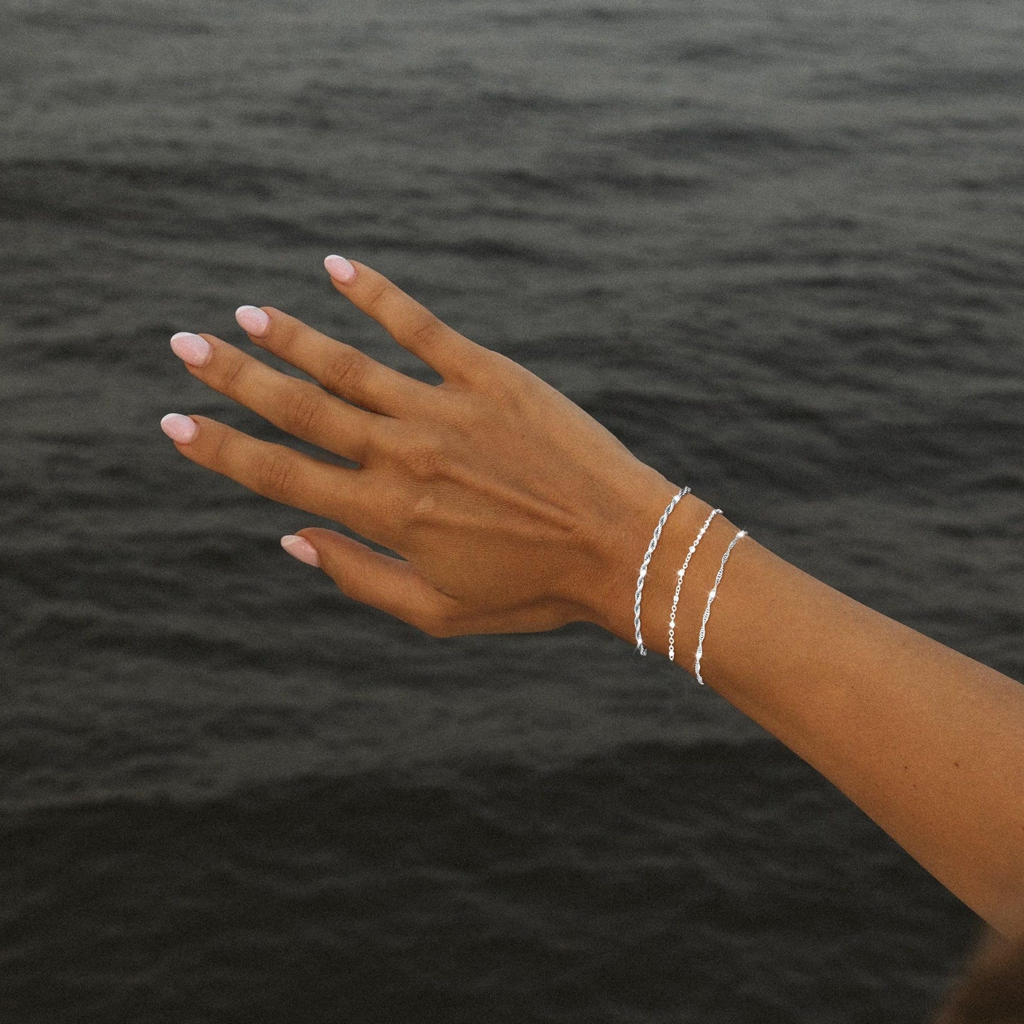 DEARMAY Dainty Silver Plated Bracelets for Women Trendy, Silver Jewelry Set Paperclip Box Herringbone Figaro Rope Chain Bracelet for Women Fashion Pack Gifts