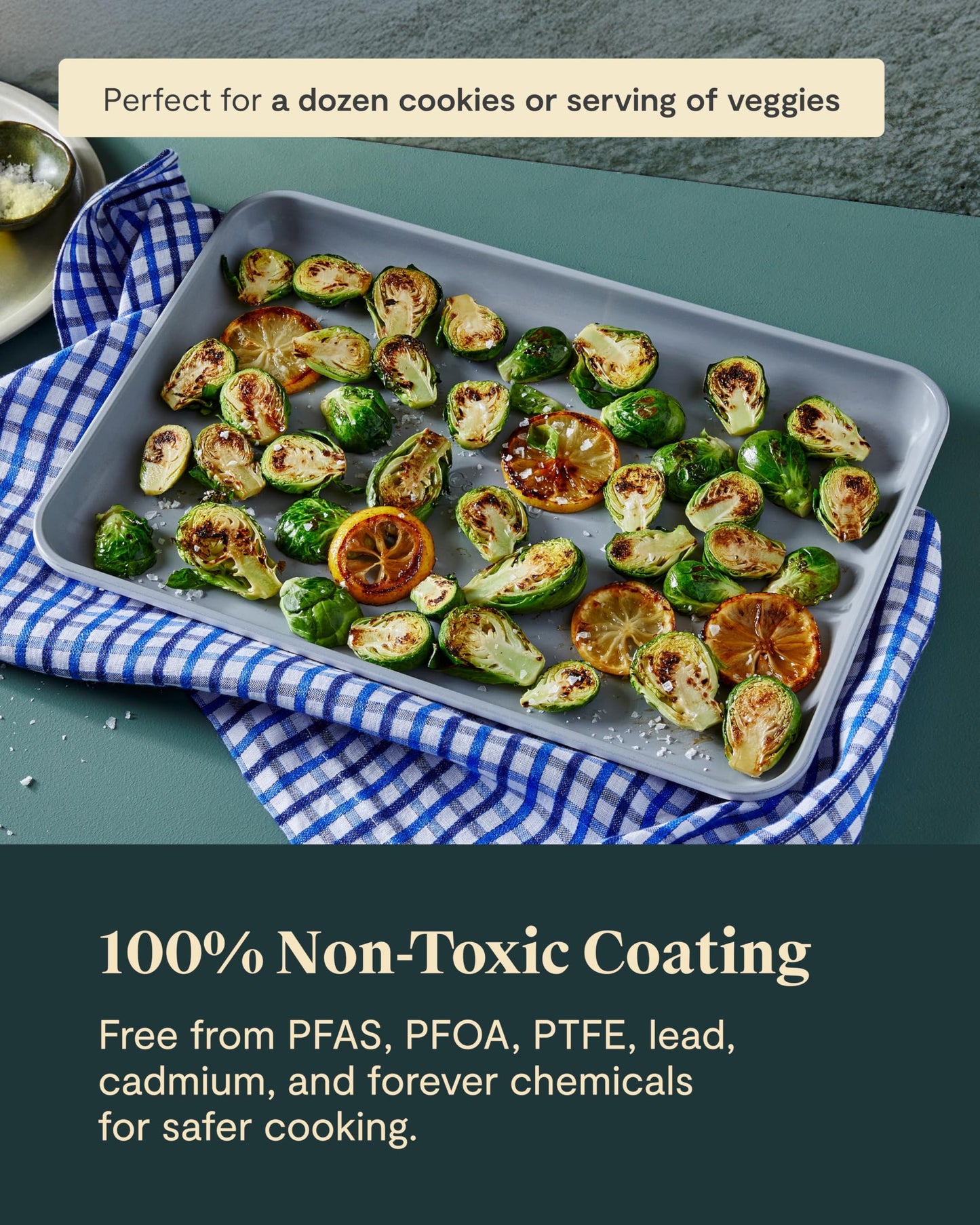 Caraway Non-Stick Ceramic Medium Baking Sheet - Naturally Slick Ceramic Coating - Non-Toxic, PTFE & PFOA Free - Perfect for Baking, Roasting, and More - Medium (15" x 10") - Cream