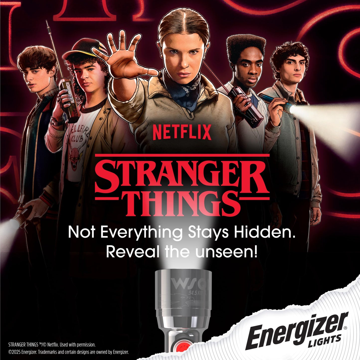 Energizer Stranger Things Squawk Retro LED Flashlight, Water Resistant and Drop Tested Camping Flashlight, Limited Edition, 250 Lumens