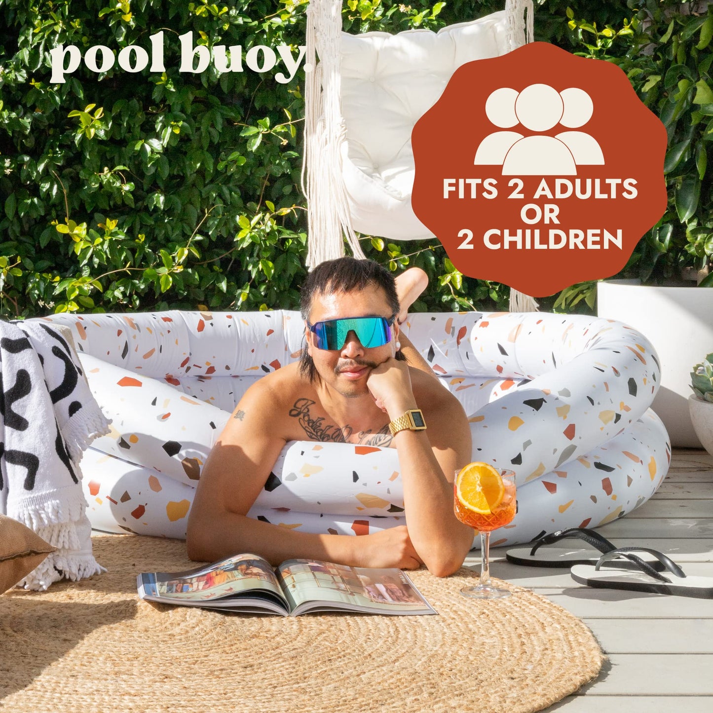 Pool Buoy Round Inflatable Pool with Storage Bag - Premium Outdoor Swimming Pool for Kids, Toddlers, Infants and Adults - Garden and Backyard Pools for Family Summer Pool Party (Luigi Lovegood)