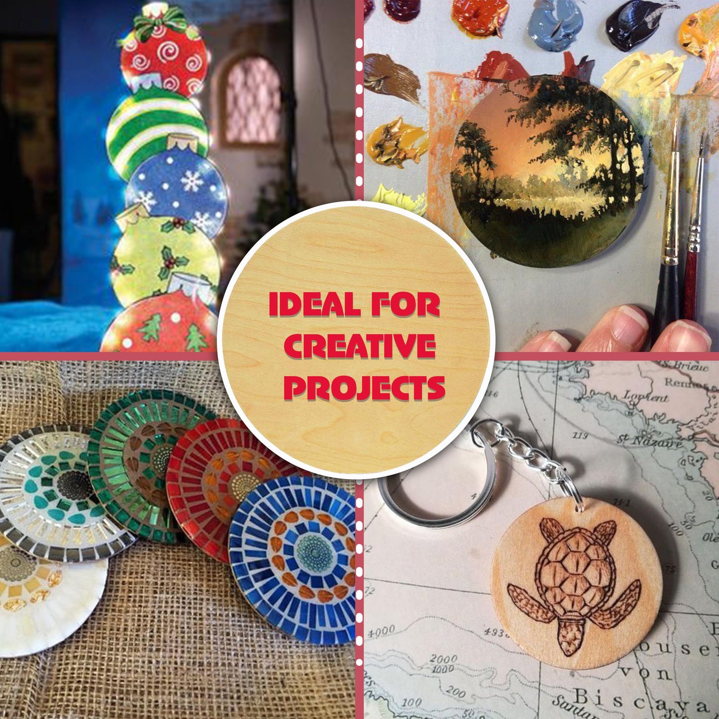 100 Pcs Unfinished Wood Circle 2 inch Wood Disc 0.1'' Thickness Round Slices Wood Blanks Wooden Cutout Natural Slices Ideal for Crafting Writing DIY Project Ornament Painting Art Home Decoration