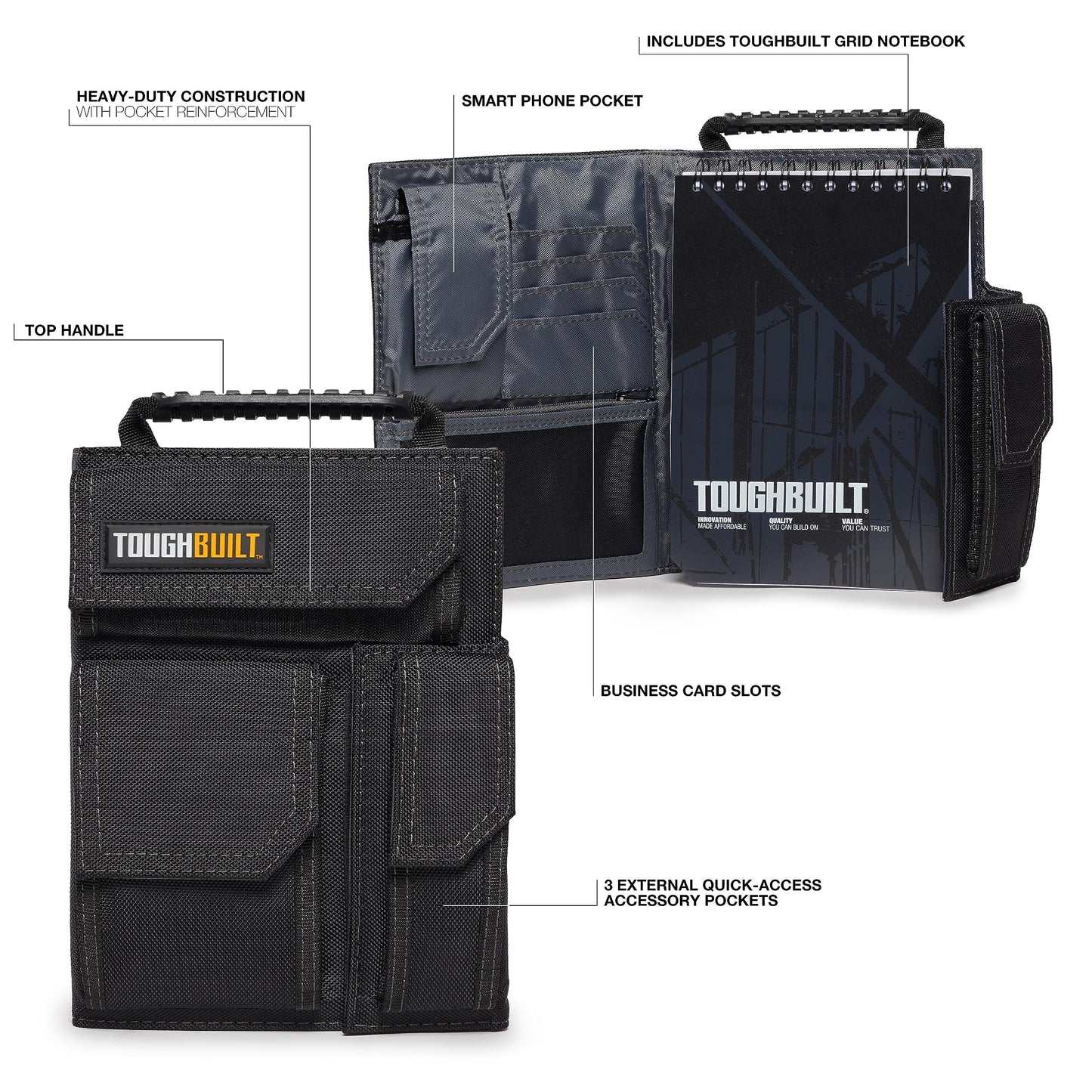 TOUGHBUILT TOU-56-L-C Large Organizer and Grid Notebook