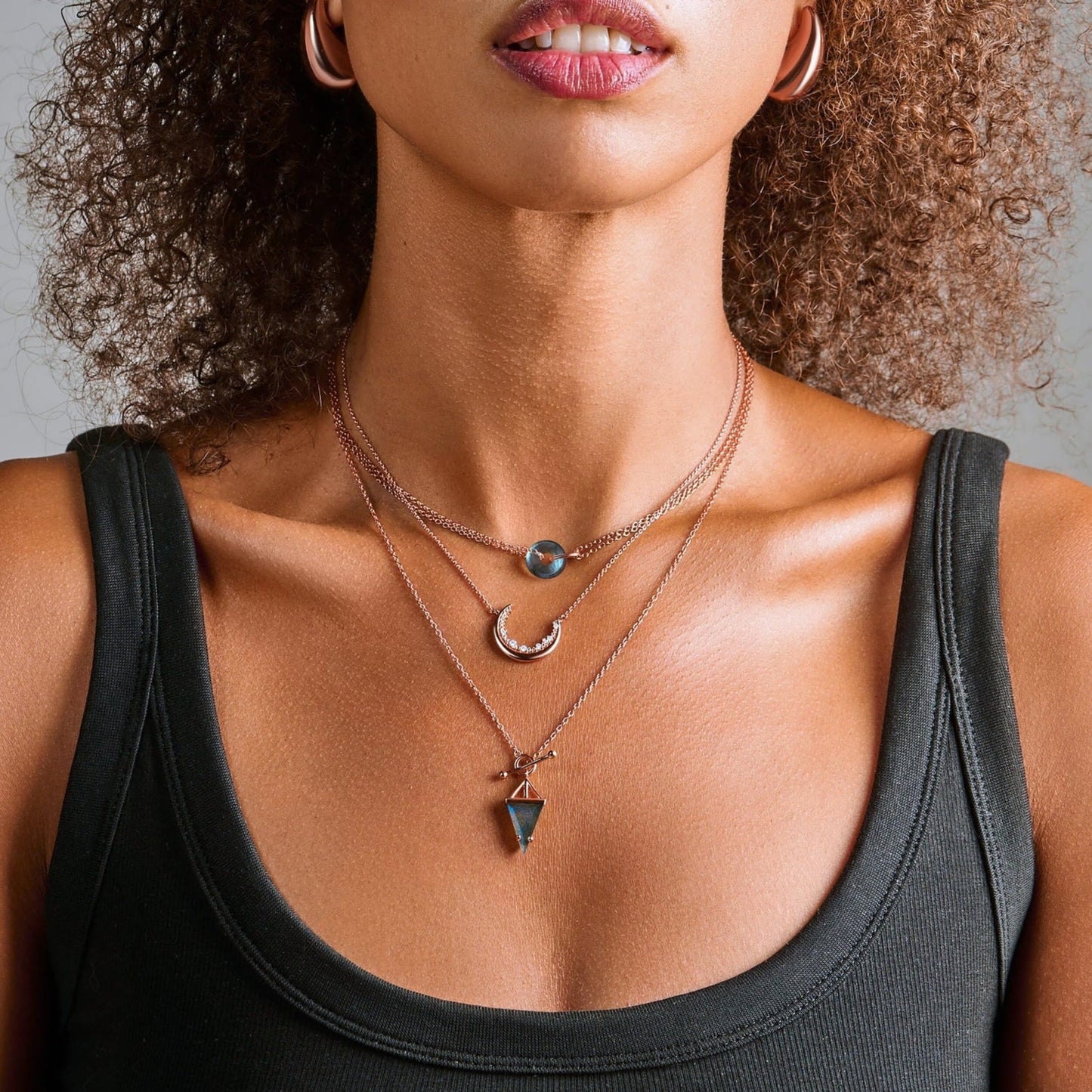 Moon Magic Authentic Moonstone Necklace for Women | Onyx, Labradorite, Black Obsidian Necklaces/Real 925 Sterling Silver |18k Rose and Yellow Gold Enchanted Crystal Necklace for Women/Genuine Jewelry