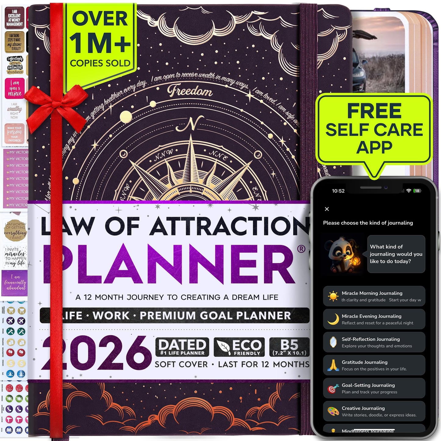 Deluxe 2026 Planner Weekly and Monthly | Law of Attraction Planner with Productivity App | 12-Month for Productivity, Gratitude & Goal Setting | Includes Foldable Vision Board, Gift Box & Stickers