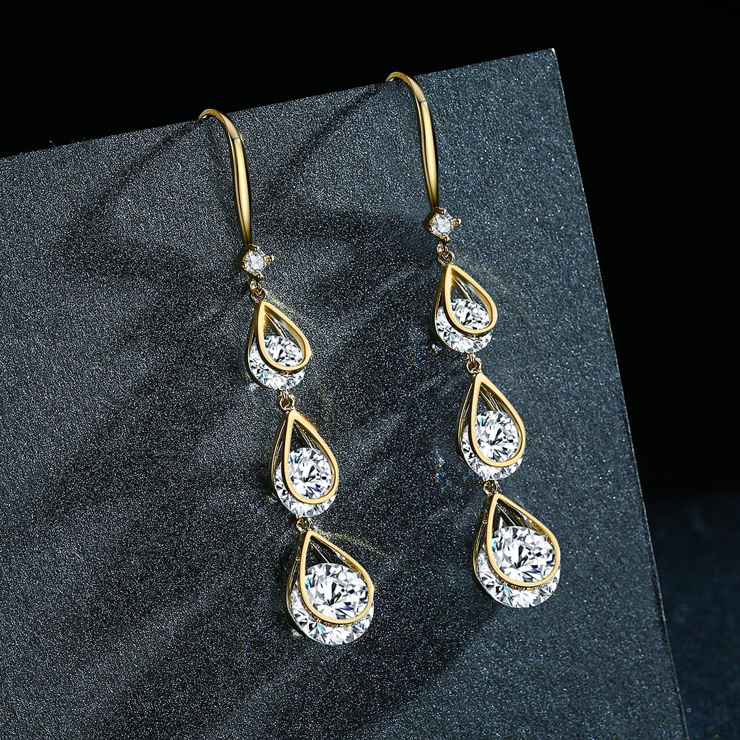 SBLING Cubic Zirconia Wedding Earrings for Brides Bridesmaids, Bridal Dangle Earrings, Crystal Drop earrings for Women Jewelry Gifts