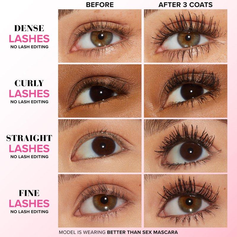 Too Faced Better Than Sex & Ribbon Wrapped Mascara Travel Duo | Includes Better Than Sex Mascara, 0.17 Fl Oz For Volume + Ribbon Wrapped Lash Tubing Mascara, 0.16 Fl Oz for Length