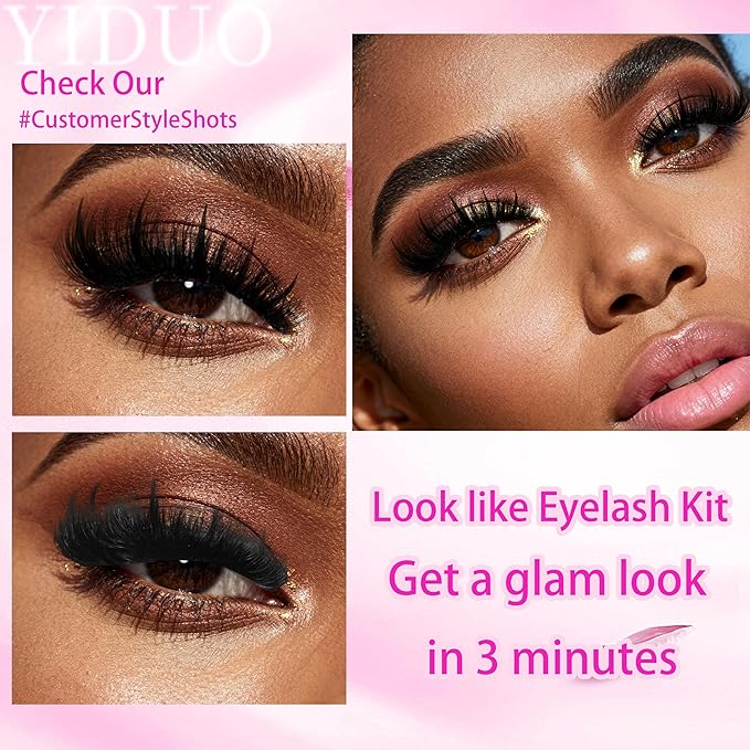 YIDUO Lashes Clusters Kit with Spikes Bottom Lash Extensions 816Pcs Bulk Packs with 2X Bond&Seal Wispy Individual Fake Eyelash Kit Wholesale Large Pack for Beginners Gift Choice