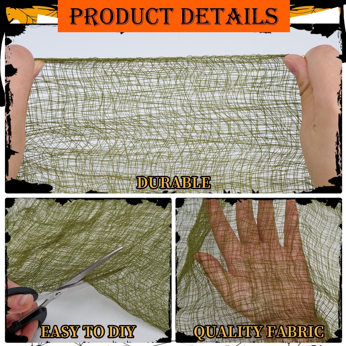 ZYP 315 x 78.7 Halloween Green Creepy Cloth Decorations Spooky Fabric Creepy Scary Gauze Cloth Decoration for Halloween Party Supplies
