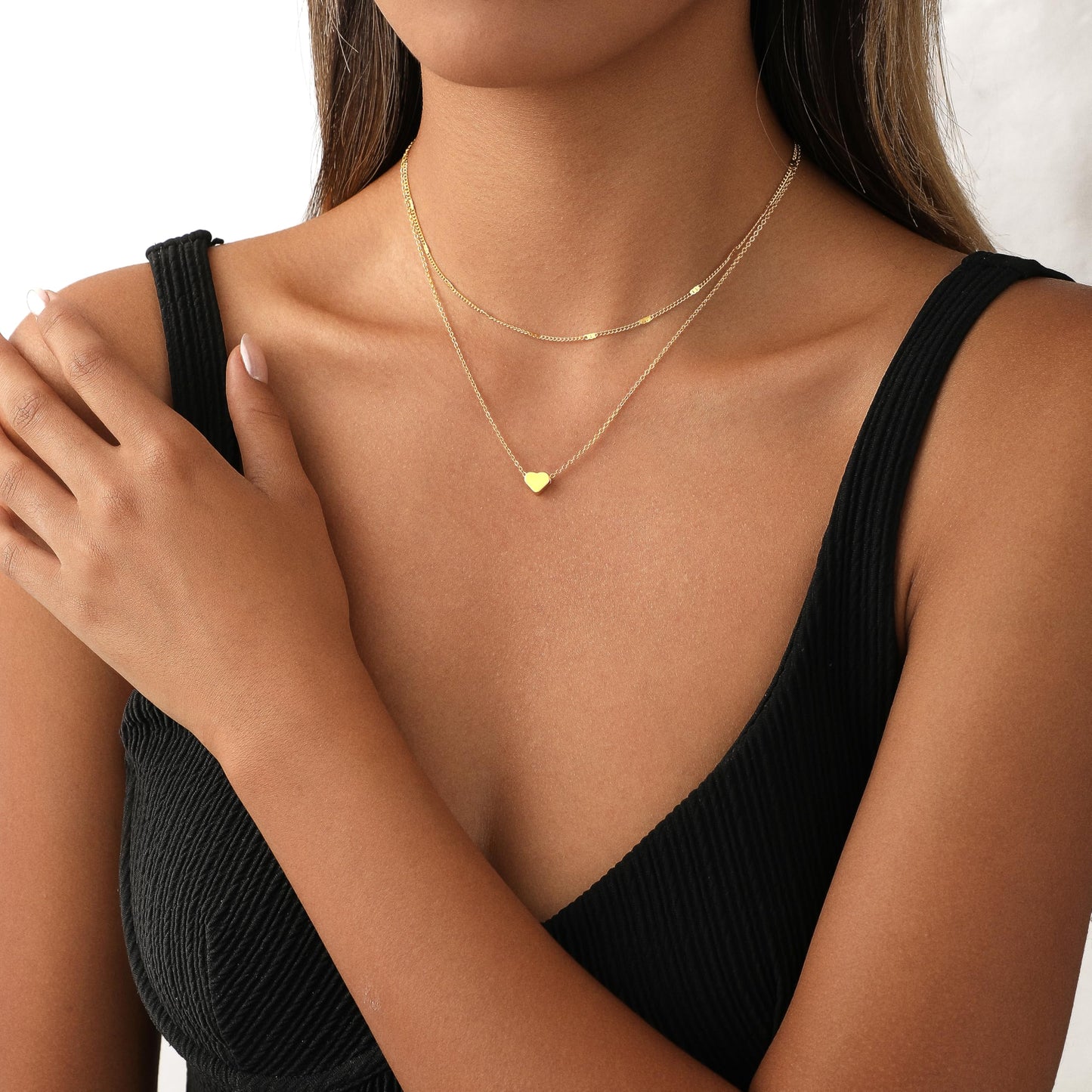 Hothrty Gold Necklace for Women Dainty 14K Gold Plated layered Necklaces Delicate Love Puffy Heart Necklace Heart Pendant Necklace Cute Necklaces Festival Jewelry Gifts
