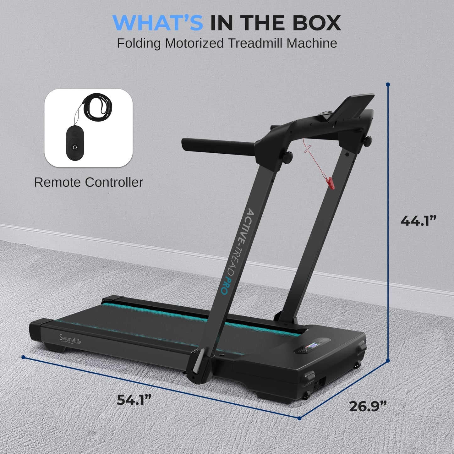 SereneLife 2 in 1 Foldable Treadmill & Walking Pad with Remote Control, Under Desk Storage, Speed 8.7MPH, 2.5HP, Bluetooth Integration,12 Exercise Programs, Walking or Jogging, 265lbs Capacity