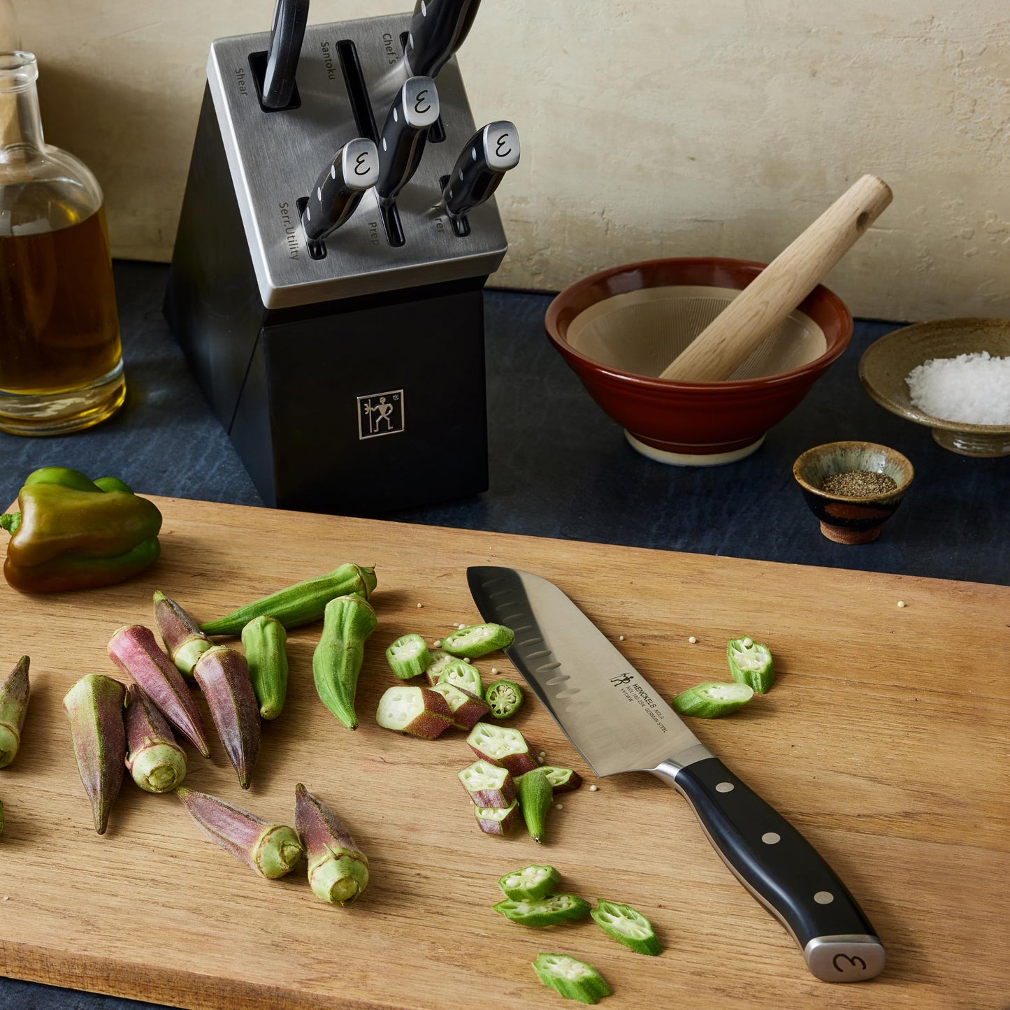HENCKELS x EMERIL Lagasse The Nola Collection Razor-Sharp German 7-pc Self-Sharpening Knife Block Set, Made in Company-Owned German Factory with Special Formula Steel perfected for almost 300 Years