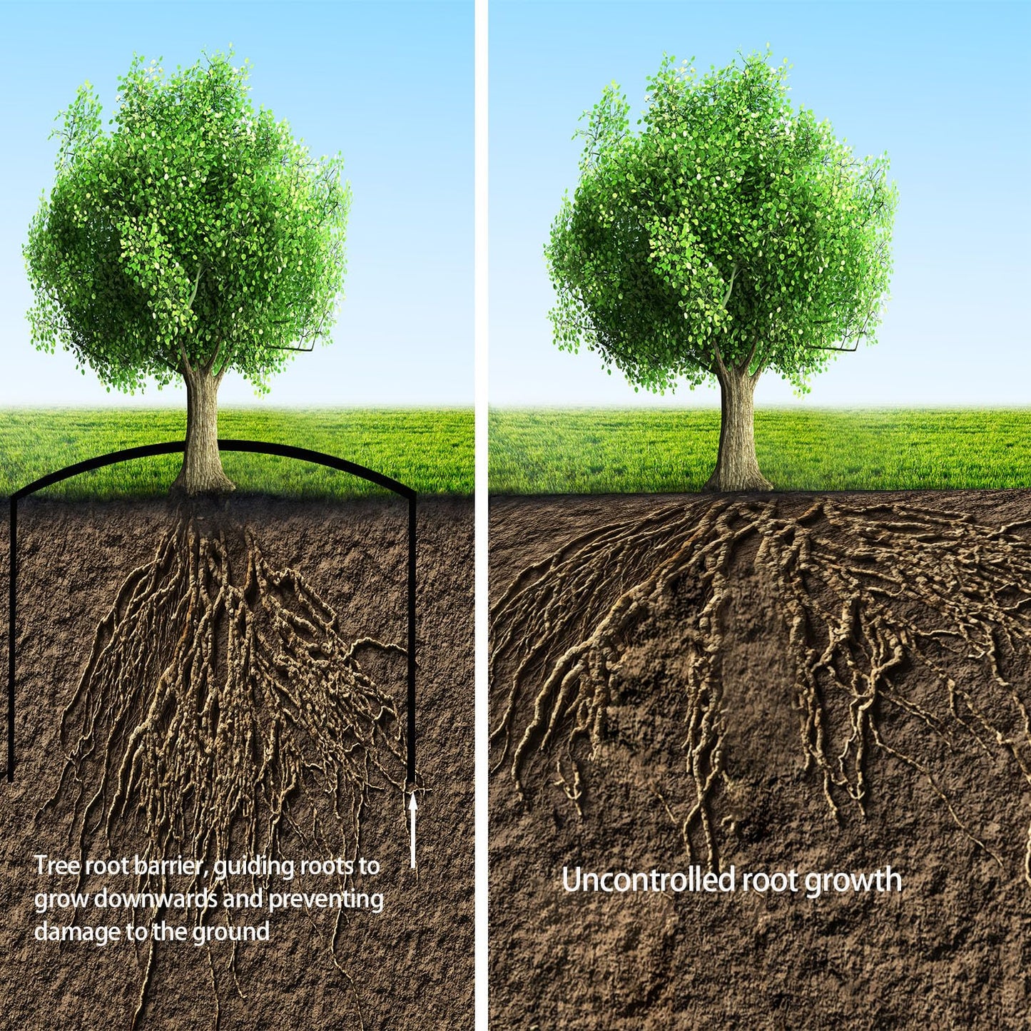 50ft x 24in x 60mil Tree Root Barrier for Landscaping & Protect Roads | Bamboo Barrier Heavy-Duty Root Blocker Rhizome Control Barrier