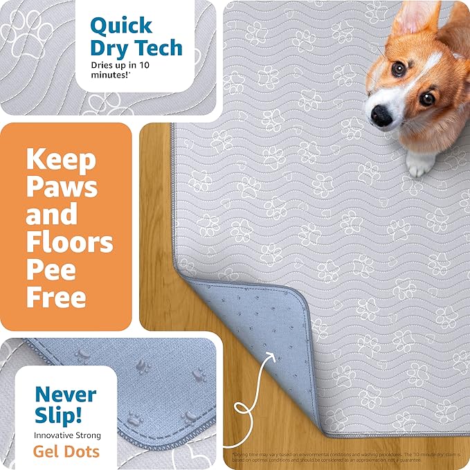 IMPROVIA® Reusable Puppy Pad – Waterproof, Extra-Absorbent, Washable Pee Pad for Dog Training, Whelping, & More – Protect Your Floors & Pet with Quick-Drying Potty Pad (Paws & Hearts, Medium 36"x41")