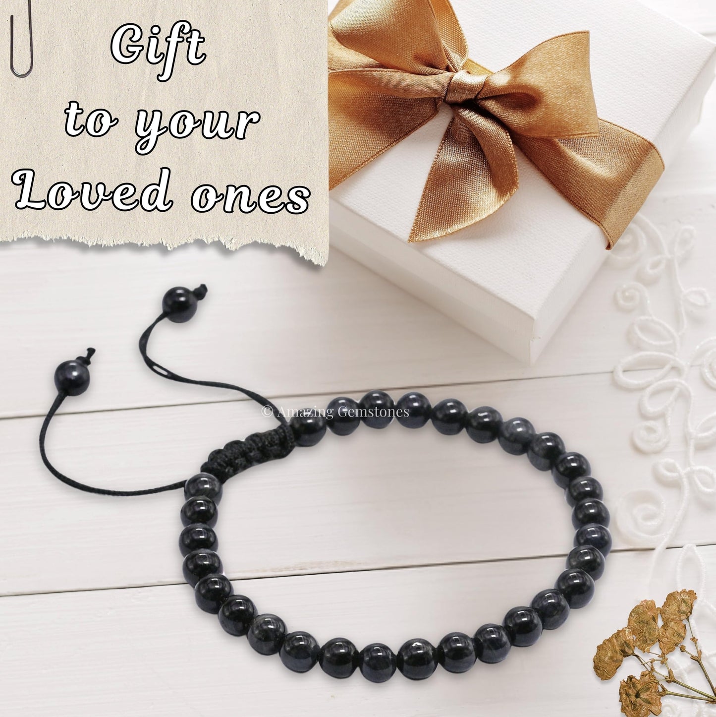 Amazing Gemstone Blue & Black Tiger Eye Bracelet for Women Men's Gifts - Protection Healing Crystal Bracelet - 6mm Gemstone Beaded Adjustable Bracelet Pulseras Para Hombres Mujer Stocking Stuffers