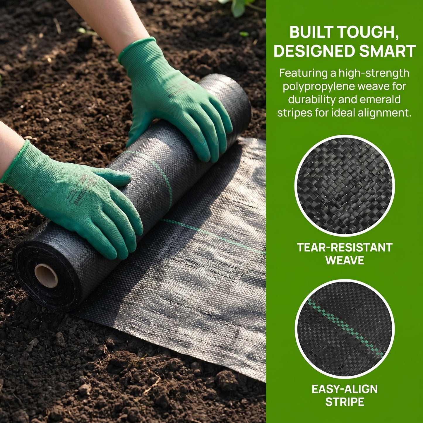 Suwimut 1.3FT x 250FT Weed Barrier Landscape Fabric, Heavy Duty Garden Cloth Ground Cover, Weed Block Gardening Mat Woven Geotextile Fabric for Garden, Yard, Pathway, Driveway, Road, Vegetable Patch