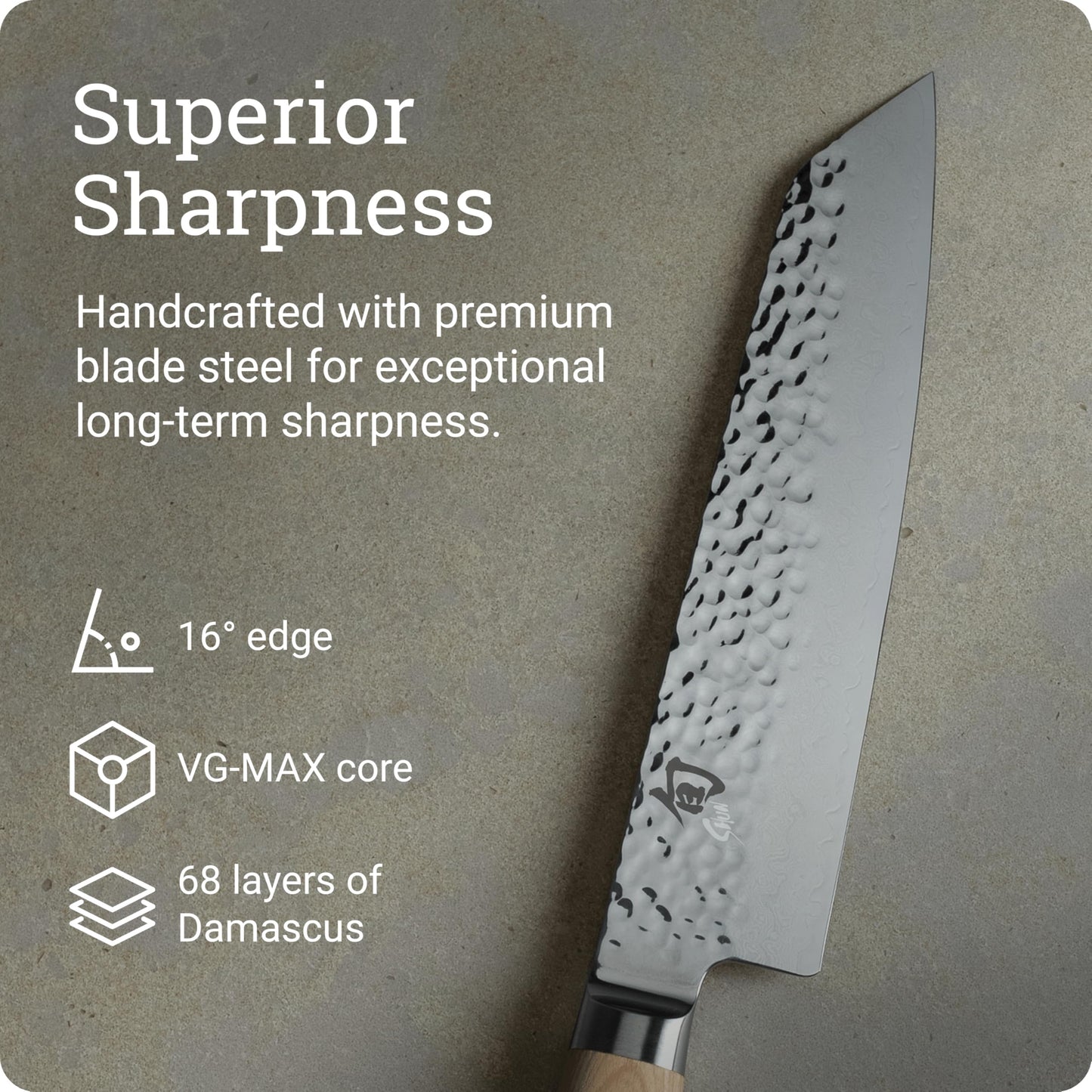Shun Premier Blonde 8" Kiritsuke Knife, Handcrafted Japanese Kitchen Knife for Professional and Home Chefs, VG-MAX Core with Damascus Stainless Steel Cladding, Pakkawood Handle