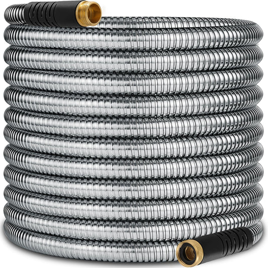 150 ft Stainless Steel Garden Hose - 2026 New Upgraded Metal Water hose - Flexible Water Hoses Pipes with Latex Core, 3/4" Solid Brass Connector - No-Expandable Watering Garden Hoses