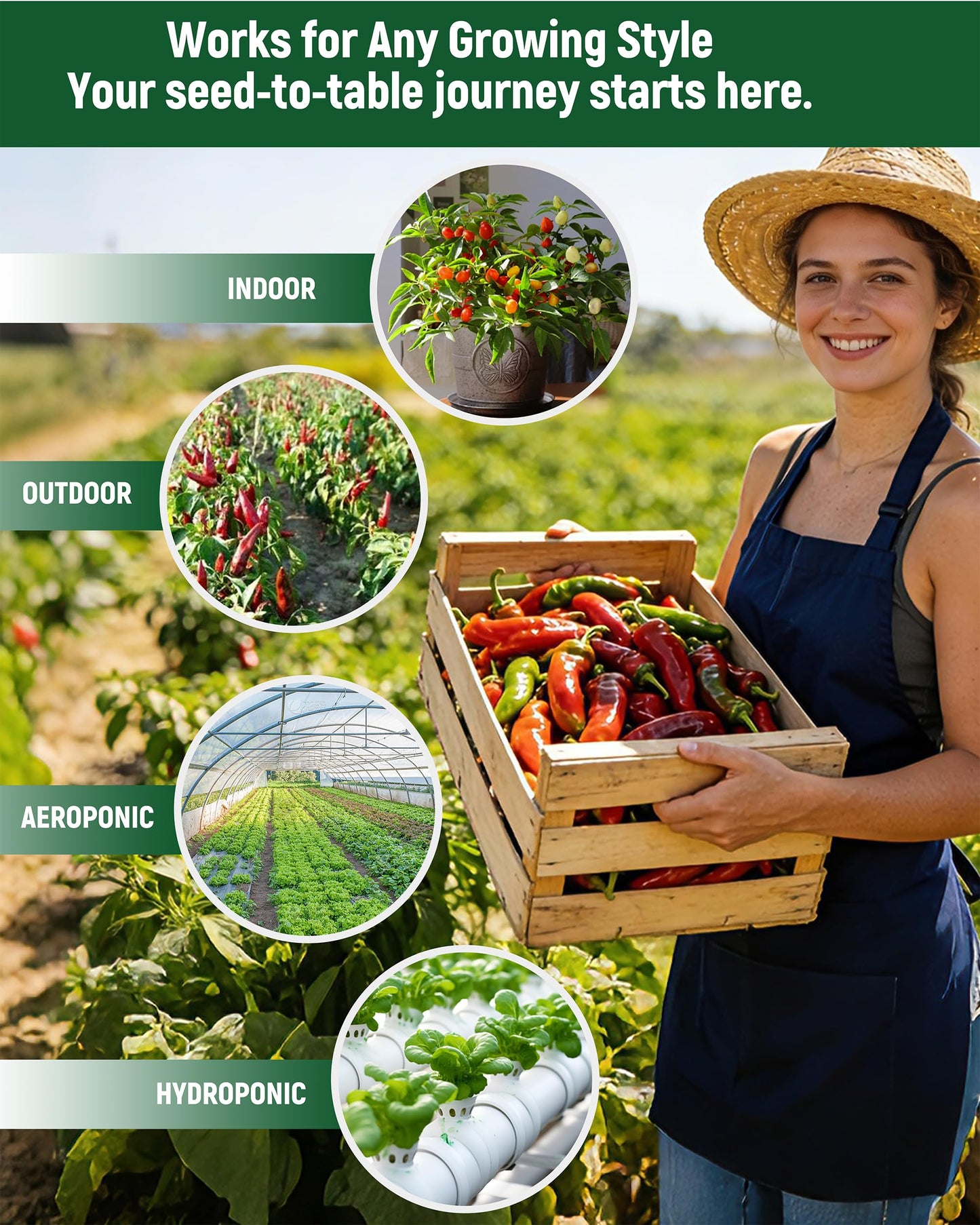 3000+ Pepper Seeds Collection - 15 Varieties Non-GMO Hot & Sweet Seeds for Planting: Cayenne, Cubanelle, Habanero, Poblano, Serrano, Big Jim & Bell for Garden