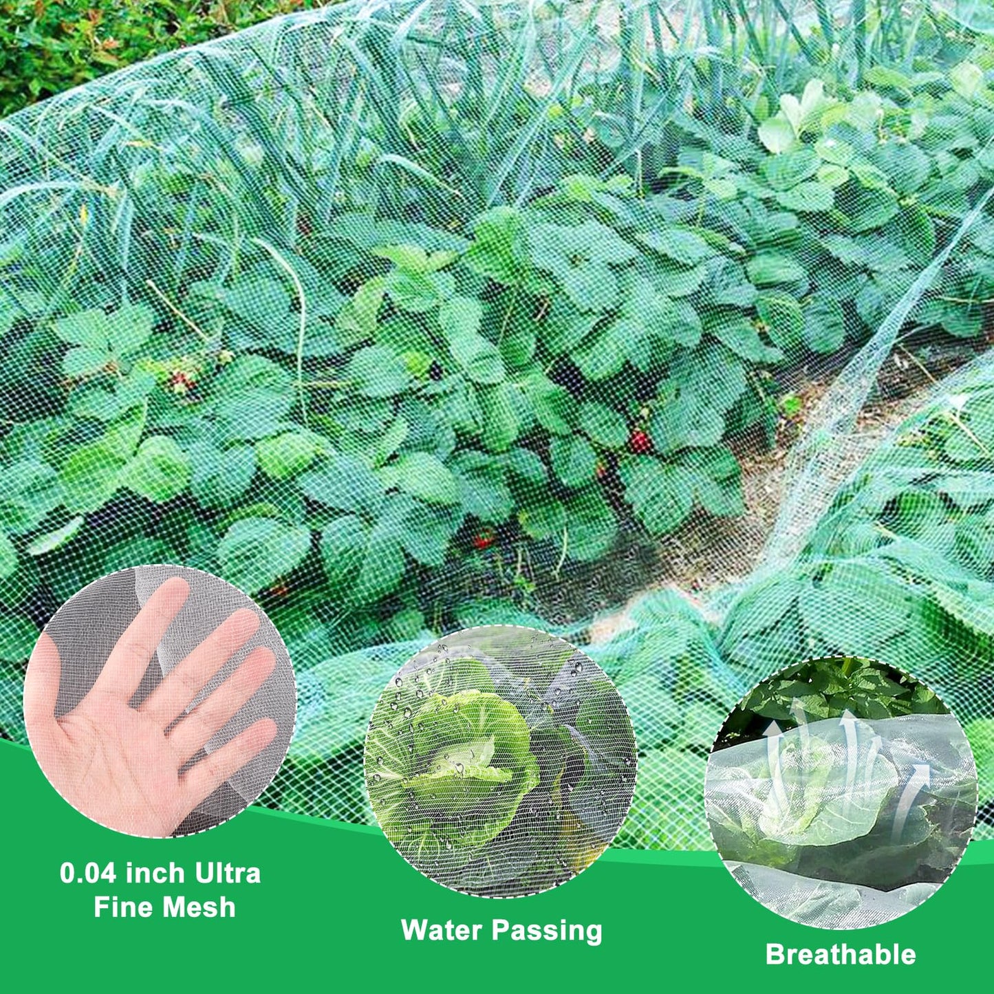 Fippy 10 X 33FT Garden Mesh Insect Netting Pest Barrier, Garden Bug Netting Plant Mesh for Raised Beds Blueberry Bushes, Figs, Plants, Vegetables Protection