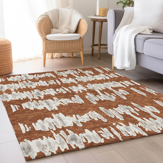 Addison Rugs Mayfield AMF905 Paprika 10' x 14' Indoor Premium Machine Washable Runner Rug, Silky Soft, Easy Clean, Non Shedding, Bedroom, Living Room, Dining Room, Kitchen, Patio Rug