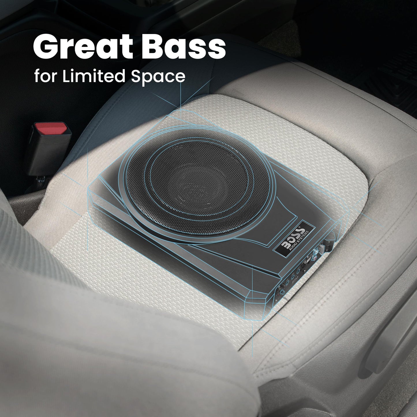 BOSS Audio Systems BASS10 10 Inch Powered Under Seat Car Subwoofer - 1000 Watts Max, Single 4 Ohm Voice Coil, Remote Subwoofer Control, Sold Individually