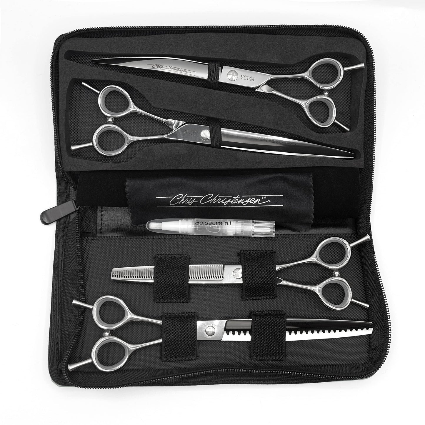 Chris Christensen Classic Series Grooming Shears, Full Set of Shears With Case, Groom Like a Professional, Any Skill Level, Made From 440C Japanese Steel