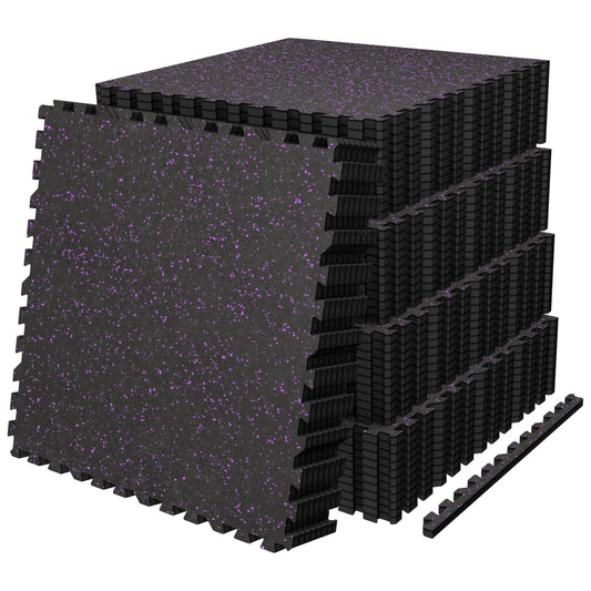 AIRHOP 0.56in Thick 192 Sq Ft Exercise Equipment Mats, 48 Tiles Upgraded Rubber Top with High Density EVA Foam, Large Interlocking Puzzle Gym Flooring for Home Gym, Heavy Weight Workout, 24 x 24in
