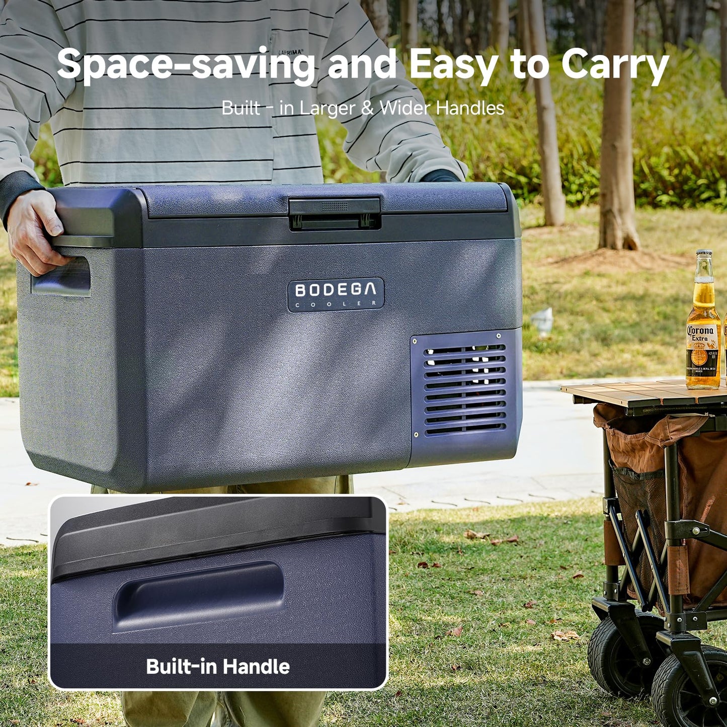 BODEGA 12 volt Car Refrigerator -32 QT Portable Freezer IPX4 Waterproof Car Fridge Electric Cooler Ultra-Quiet for Truck Van Camping Travel 12/24V DC 110~240 Volt AC,-4℉~68℉