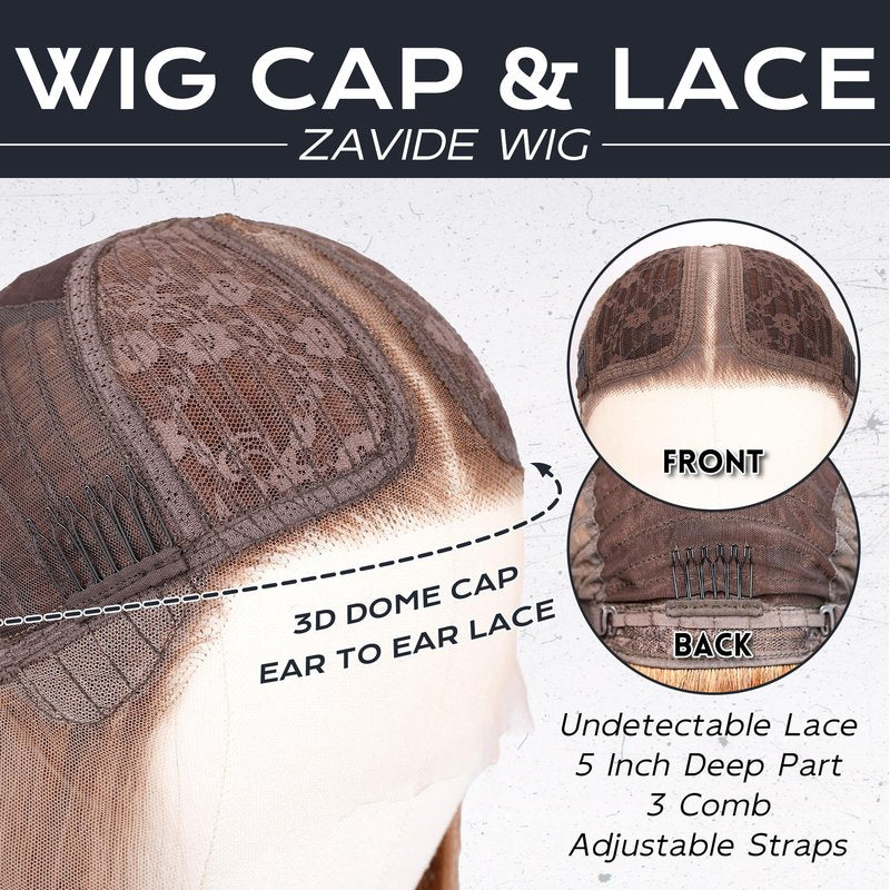 ZAVIDE Grey Body Wave Lace Front Wig Synthetic Platinum Silver Middle Part Transparent Lace Long Curly Wig For Women