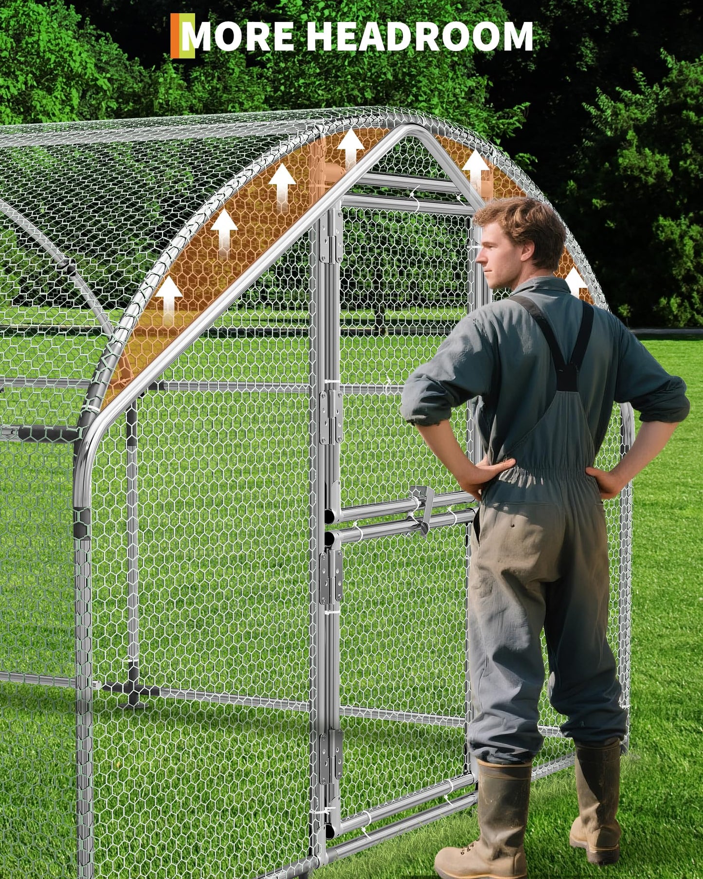 Heavy Duty Metal Chicken Coop with Split Door – Easy Feeding,9.8X 19.7X 6.6ft