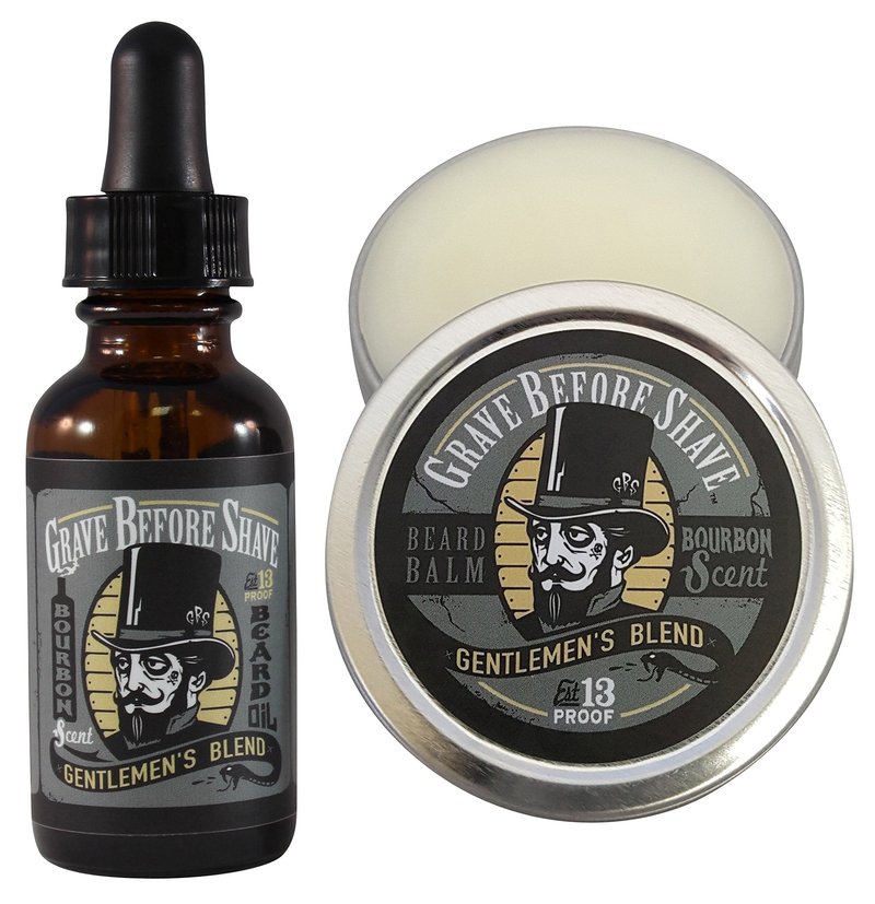 Grave Before Shave Gentlemen's Blend Beard Pack with Beard Balm and Beard Oil (Bourbon/Sandalwood Scent)