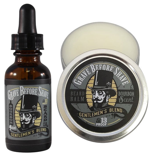 Grave Before Shave Gentlemen's Blend Beard Pack with Beard Balm and Beard Oil (Bourbon/Sandalwood Scent)