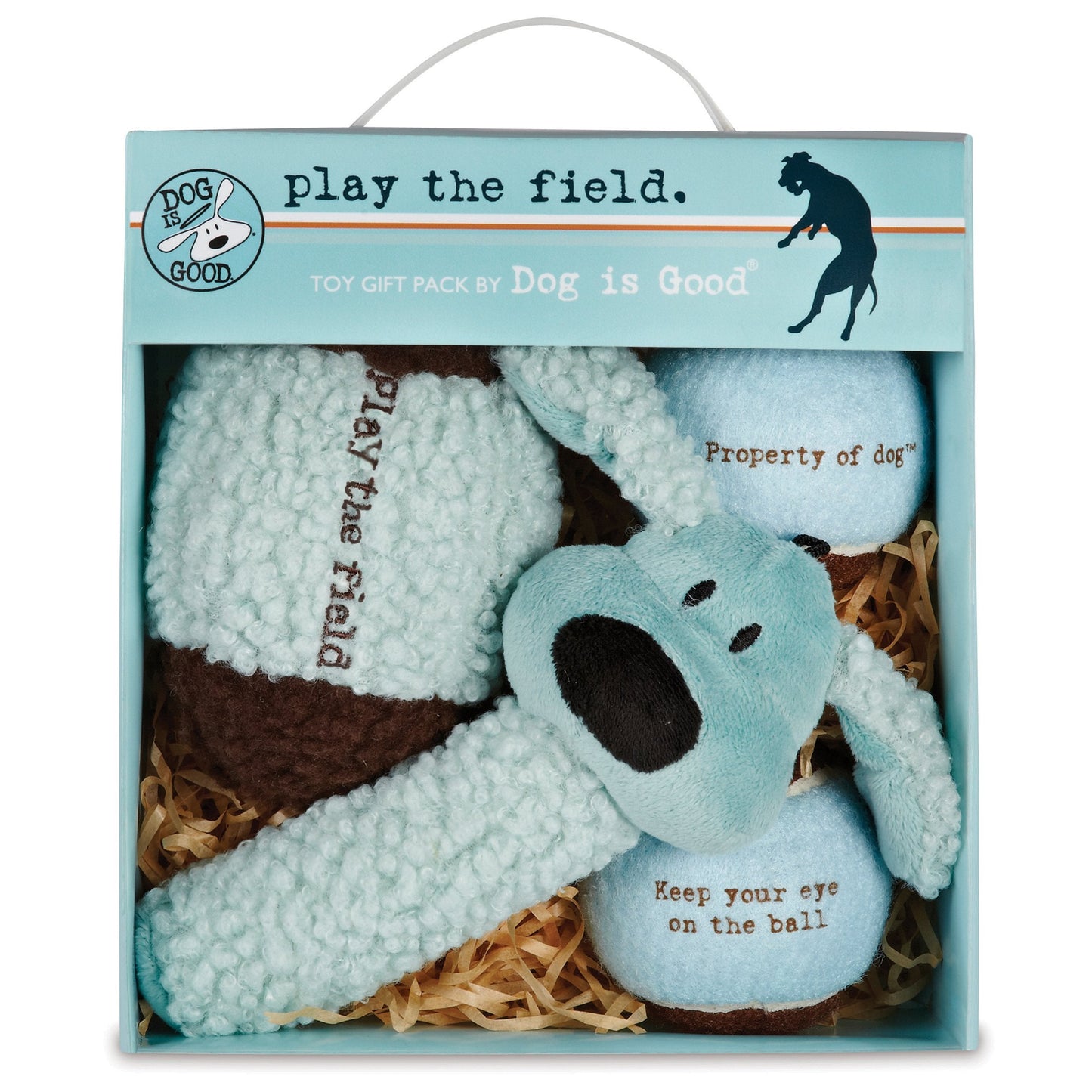 Dog is Good 4-Piece Dog Toy Gift Box – Play The Field Plush Toys Great for Games of Fetch to Exercise Your Dog