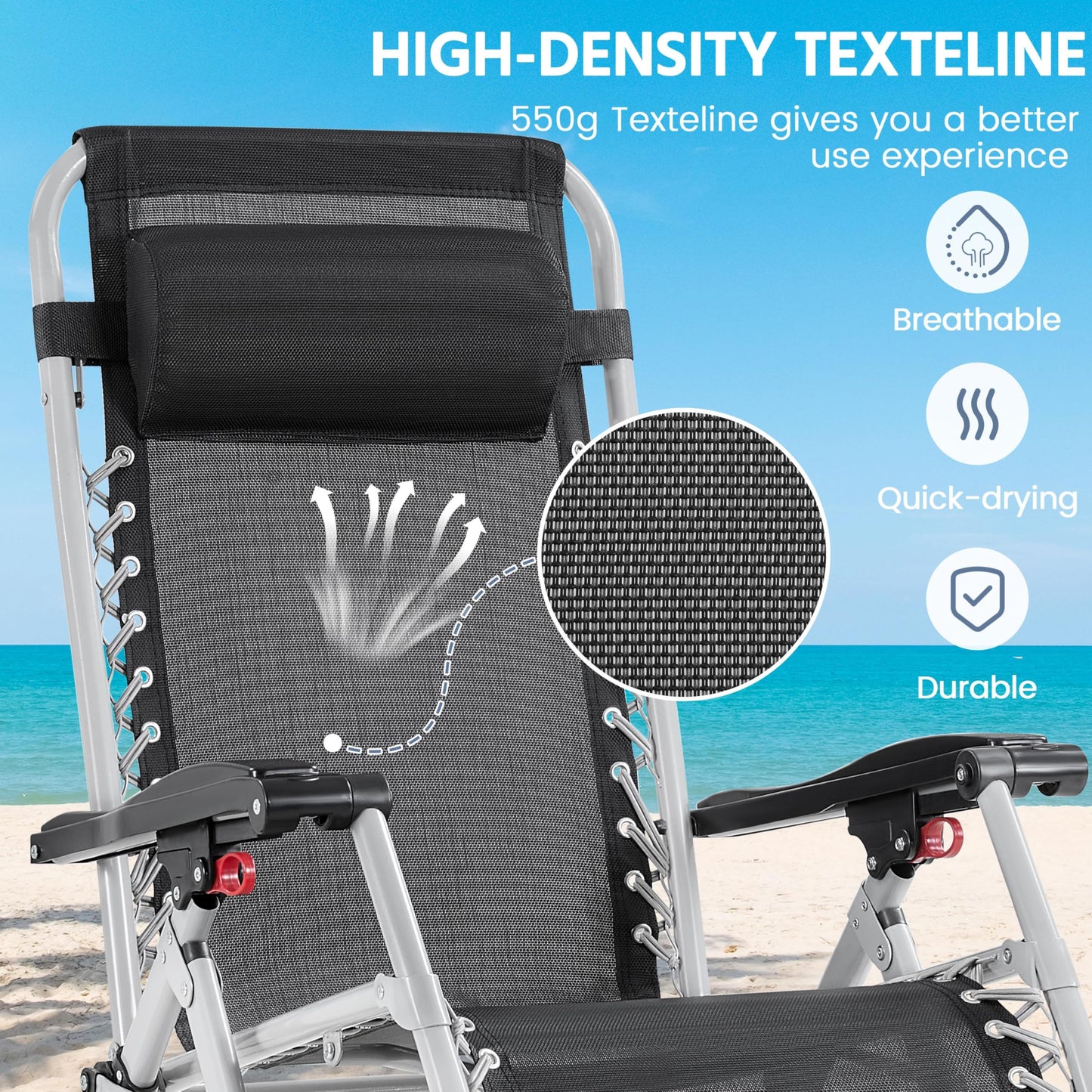 Yaheetech Zero Gravity Chair, Folding Reclining Lounge Recliner with Removable Pad & Headrest & Side Cup Holder Tray for Indoor and Outdoor Gray/1