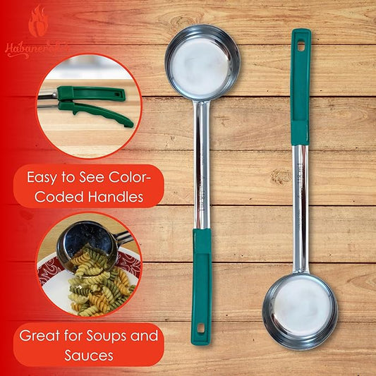 4 Ounce Solid Stainless Steel Portion Control Ladle Spoon for Measuring and Serving; Commercial Grade Serving Scoops [Pack of 12]