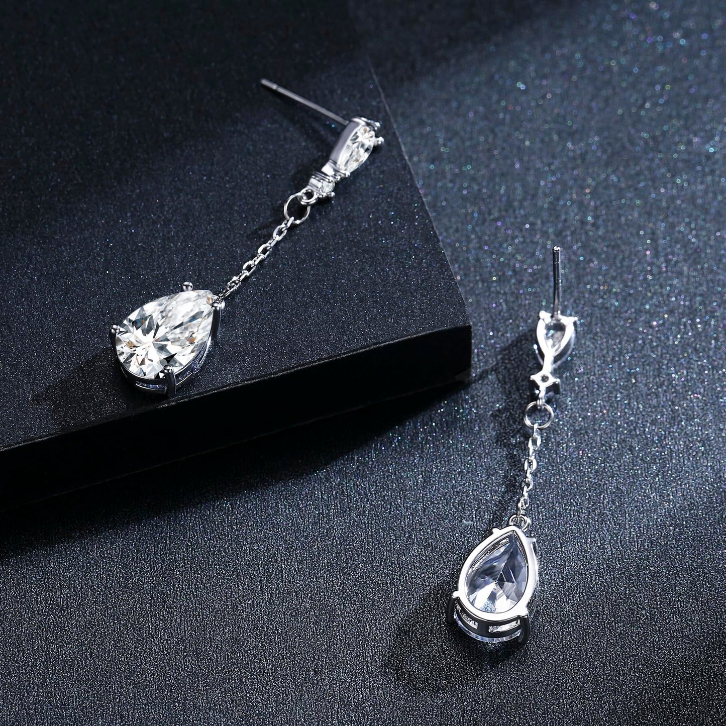 SBLING Cubic Zirconia Teardrop Earrings Wedding Earrings for Brides Bridesmaids, Bridal Dangle Earrings, Teardrop Crystal Drop earrings for Women Jewelry Gifts