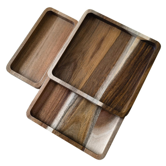 Acacia Wooden Valet Tray for Men,Natural Wood Grain EDC Tray Set Catch All for Keys Wallet Phone Glasses Watch Jewelry Pen,Tray Organizer for Entryway Nightstand Office Desk Drawer