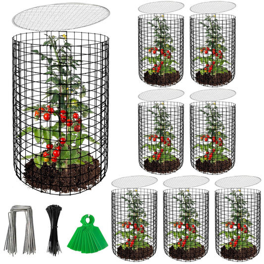 Adnee 8 Pack Wire Plant Protector with Cover-20" x 11" Detachable Metal Plant Protectors Mesh-Garden Plant Protectors for Flower Vegetable to Keep Animals Out