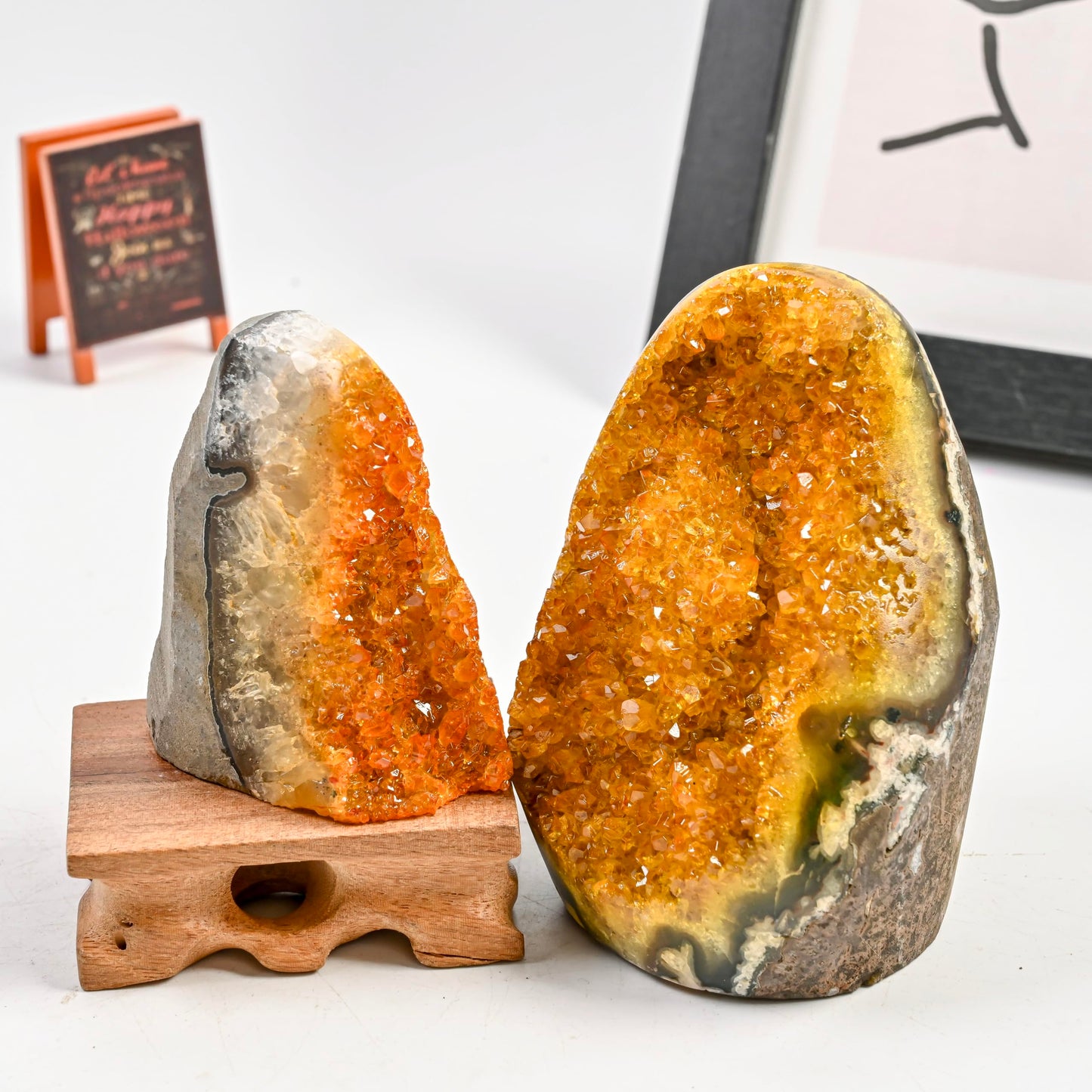 CrystalHola 200-700g Selected Raw Geode Quartz Cluster Home Feng Shui Ornaments Energy Stone Healing Tools Meditation Feng Shui Decoration,Stone Display Piece, Mineral Specimen (Yellow, 300-400g)
