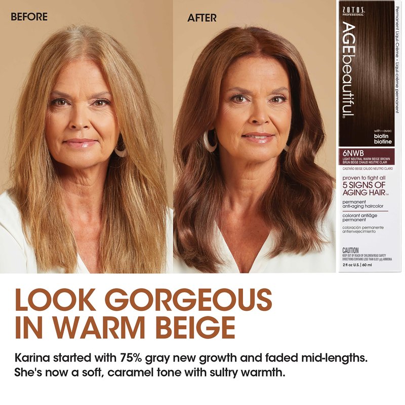 AGE beautiful Permanent Hair Dye 4AA Dark Double Ash Brown - Ash Brown Hair Color Cream with 100% Gray Coverage, Anti-Aging Biotin Formula for Thicker, Fuller Hair, Professional Salon Quality