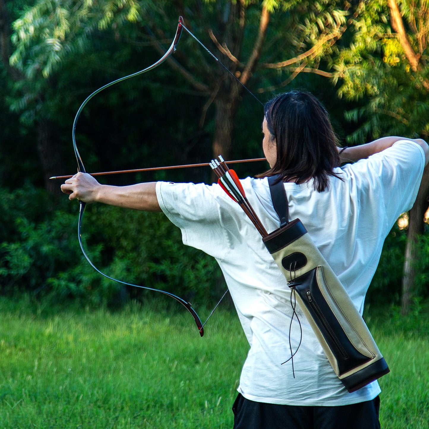 Deerseeker Archery 52" Recurve Bow Traditional Handmade Longbow Ambidextrous Horsebow Set for Adults & Youth Practice Target Shooting (Horsebow Pro 50lbs)