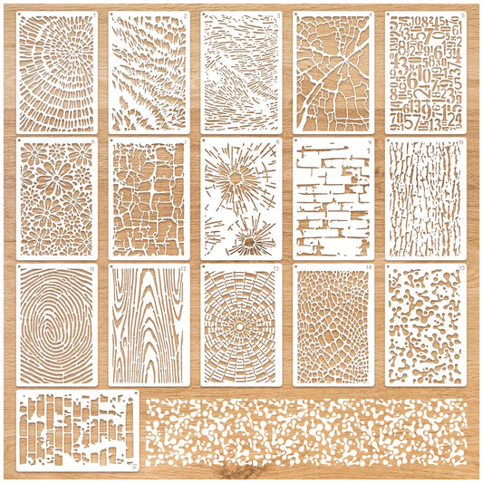 16 Pieces Stencils for Painting, Abstract Texture Mixed Media Art Supplies Crafts Reusable Layering Stencil Brick Pattern Templates for Drawing Card Making Canvas Furniture Paper (Texture)
