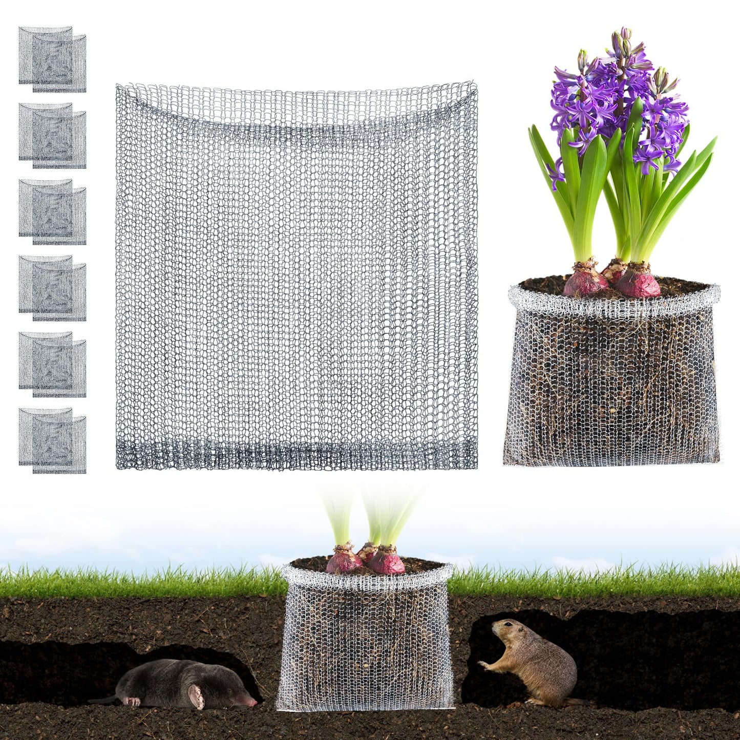 Aulock 1 Gallon Plant Root Protector for Gopher Voles Moles, 12 Pack Stainless Steel Guard Baskets Cages