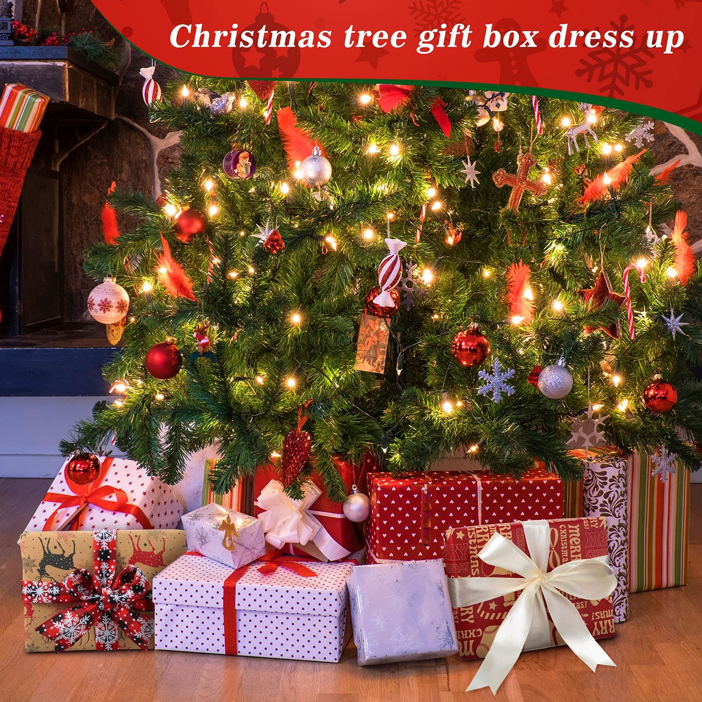 Marspark 20 Pieces Christmas White Gift Wrap Boxes with Lids 9 x 6.7 x 1.4 Inch for Wrapping Clothes and 6 Sheets Tag Stickers for Holidays Birthday Gifts