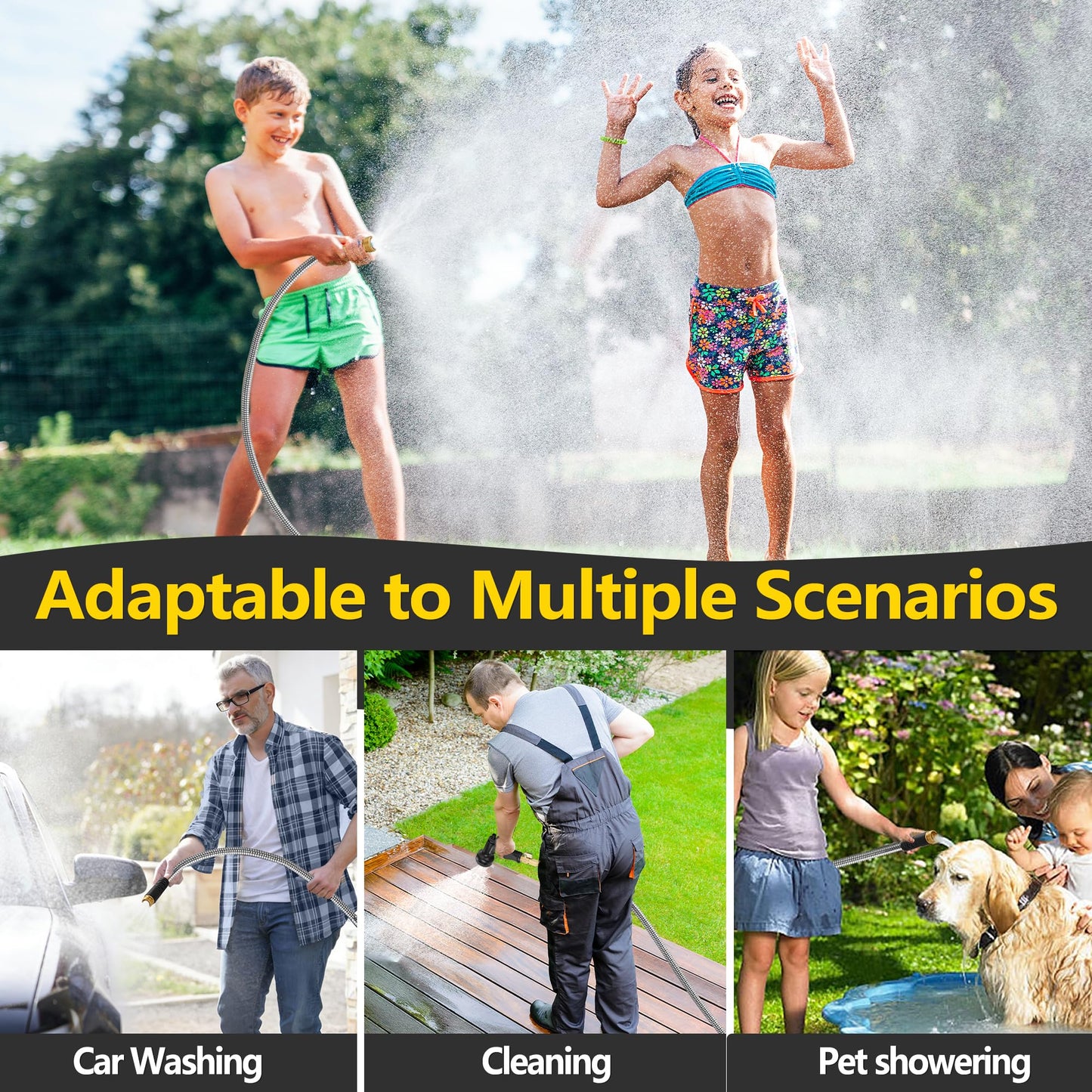 75 ft Stainless Steel Garden Hose - 2026 New Upgraded Metal Water hose - Flexible Water Hoses Pipes with Latex Core, 3/4" Solid Brass Connector - No-Expandable Watering Garden Hoses